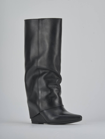 Stivali tacco 4cm pelle nero