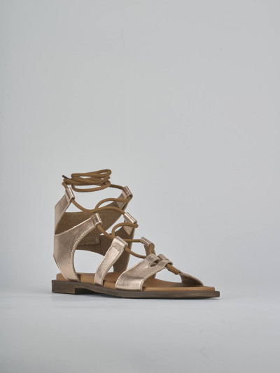 Sandali tacco 1cm pelle bronzo
