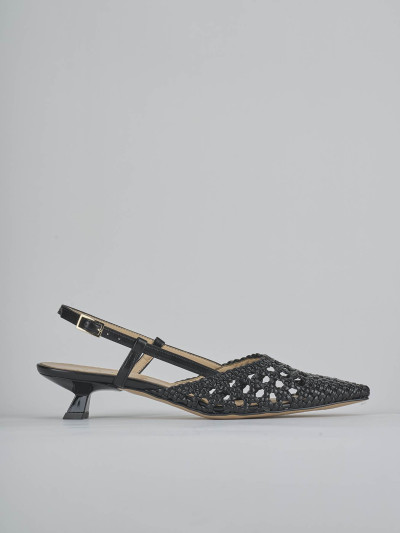 Décolleté e slingback tacco 4cm pelle nero