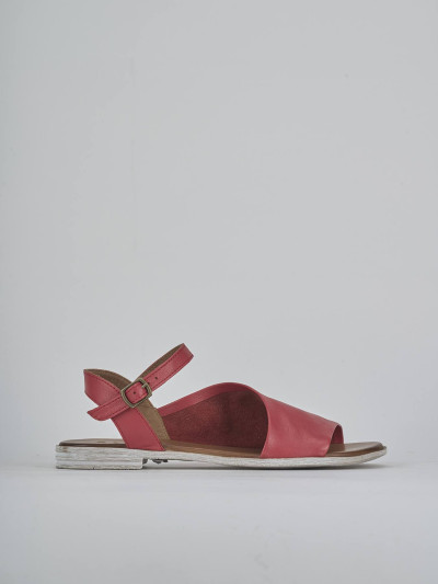 Sandalo tacco 1 cm rosso pelle