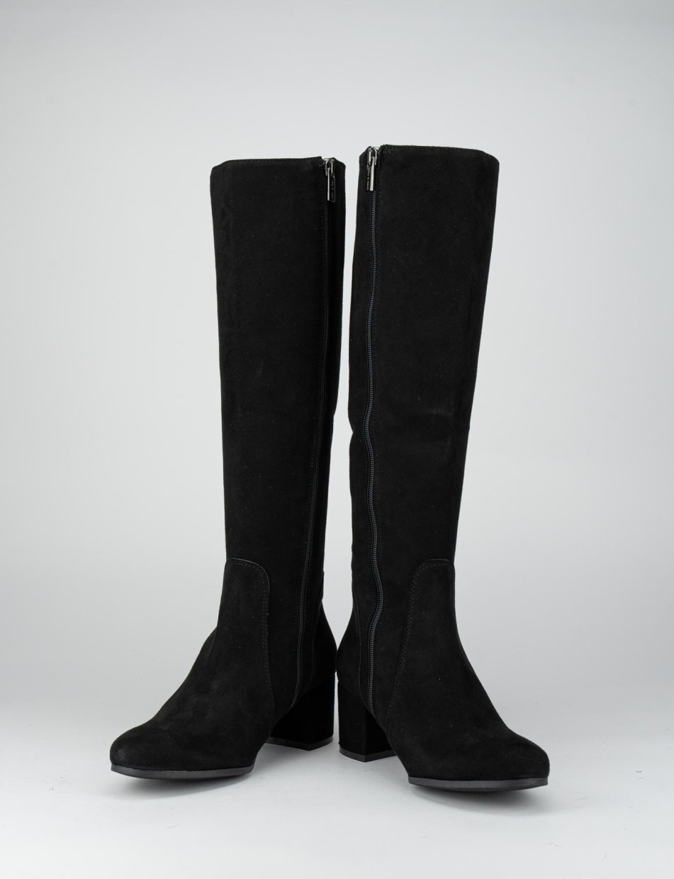 High heel boots heel 5 cm black chamois