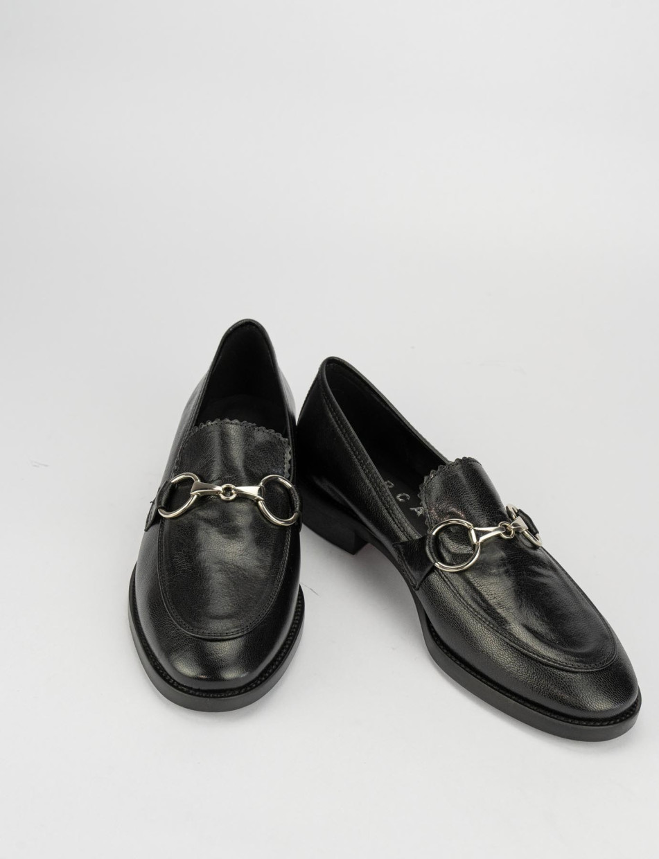 Loafers heel 3 cm black leather