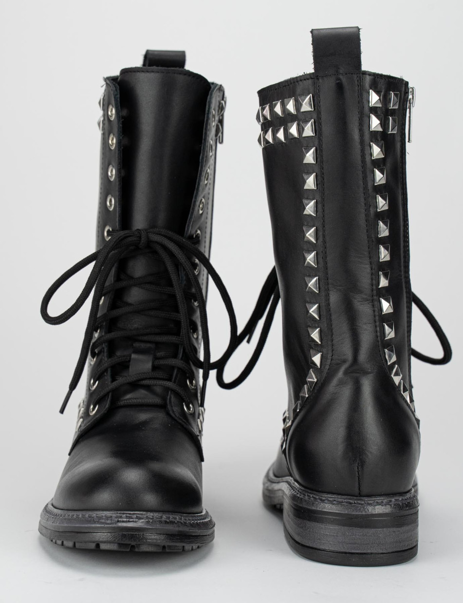 Combat boots heel 3 cm black leather