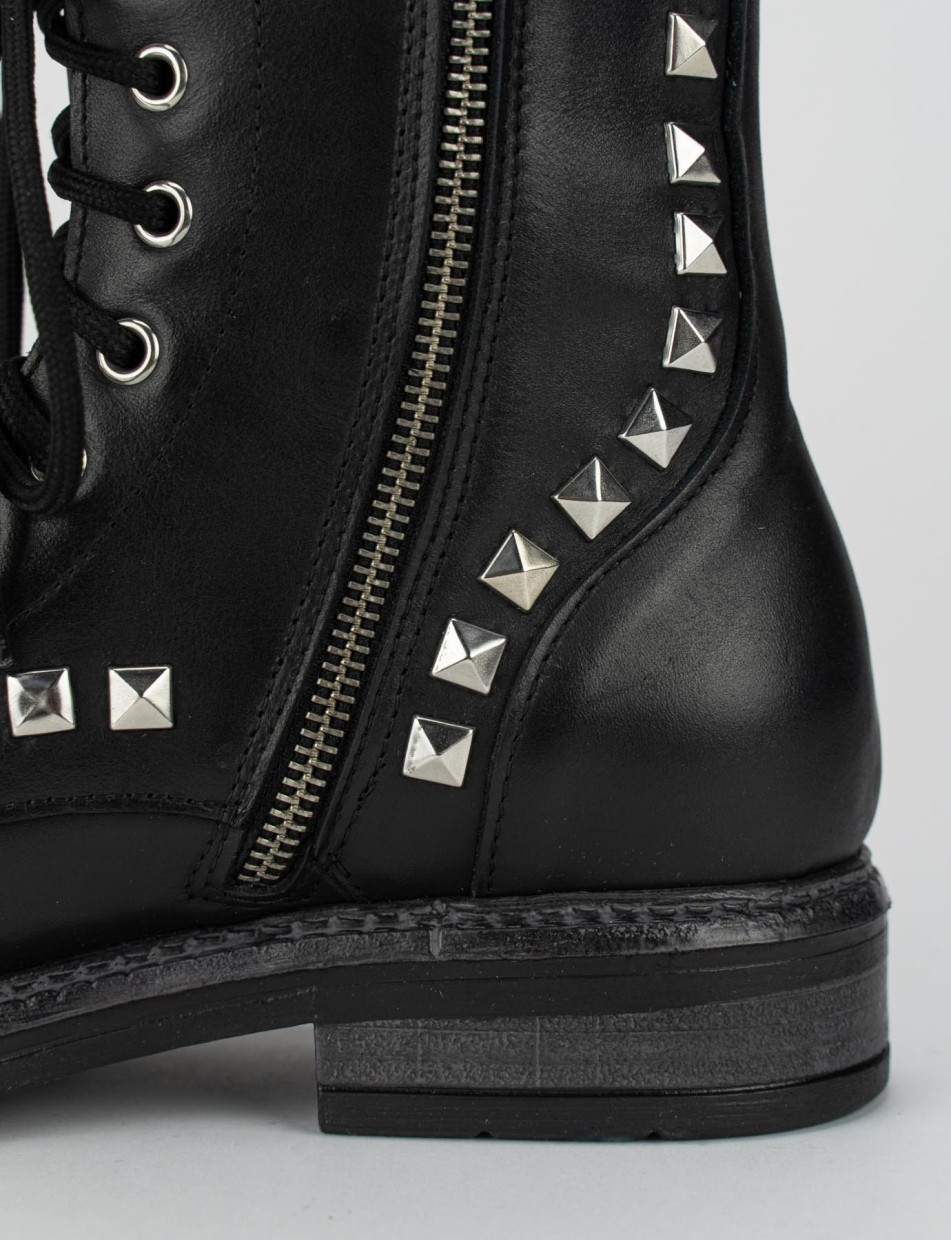 Combat boots woman heel 3 cm black leather Barca Stores