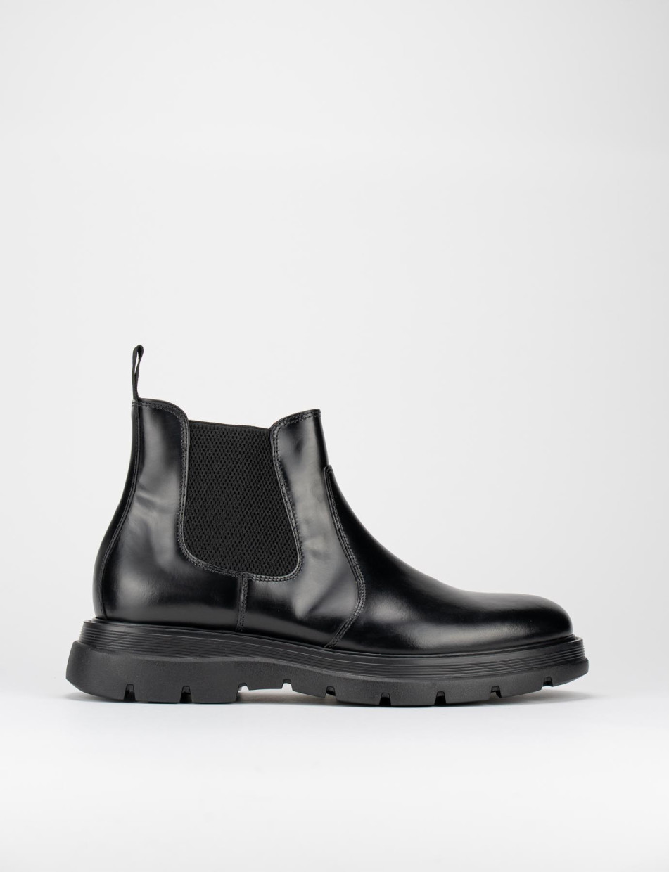 Ankle boots heel 1 cm black leather