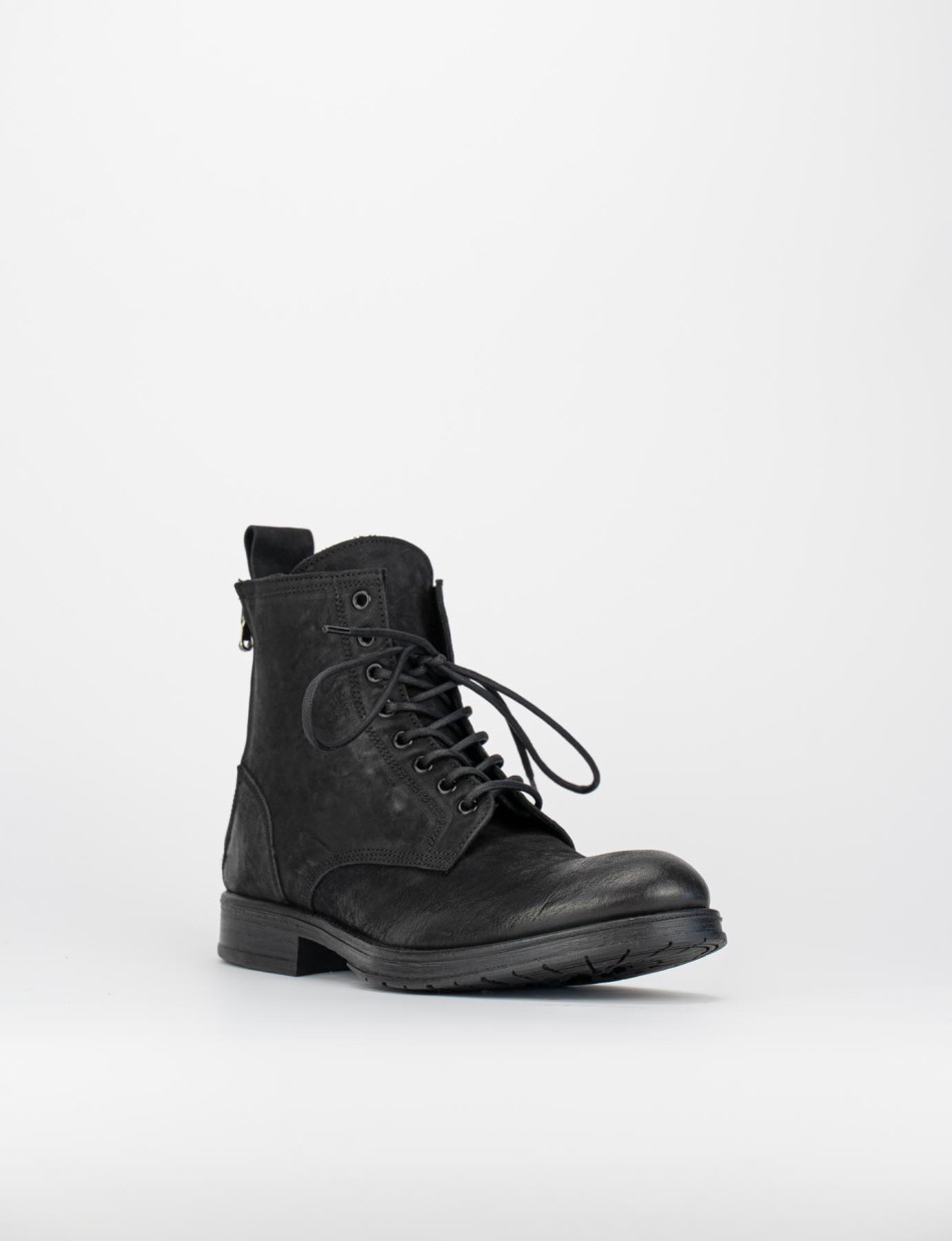 Combat boots heel 2 cm black leather