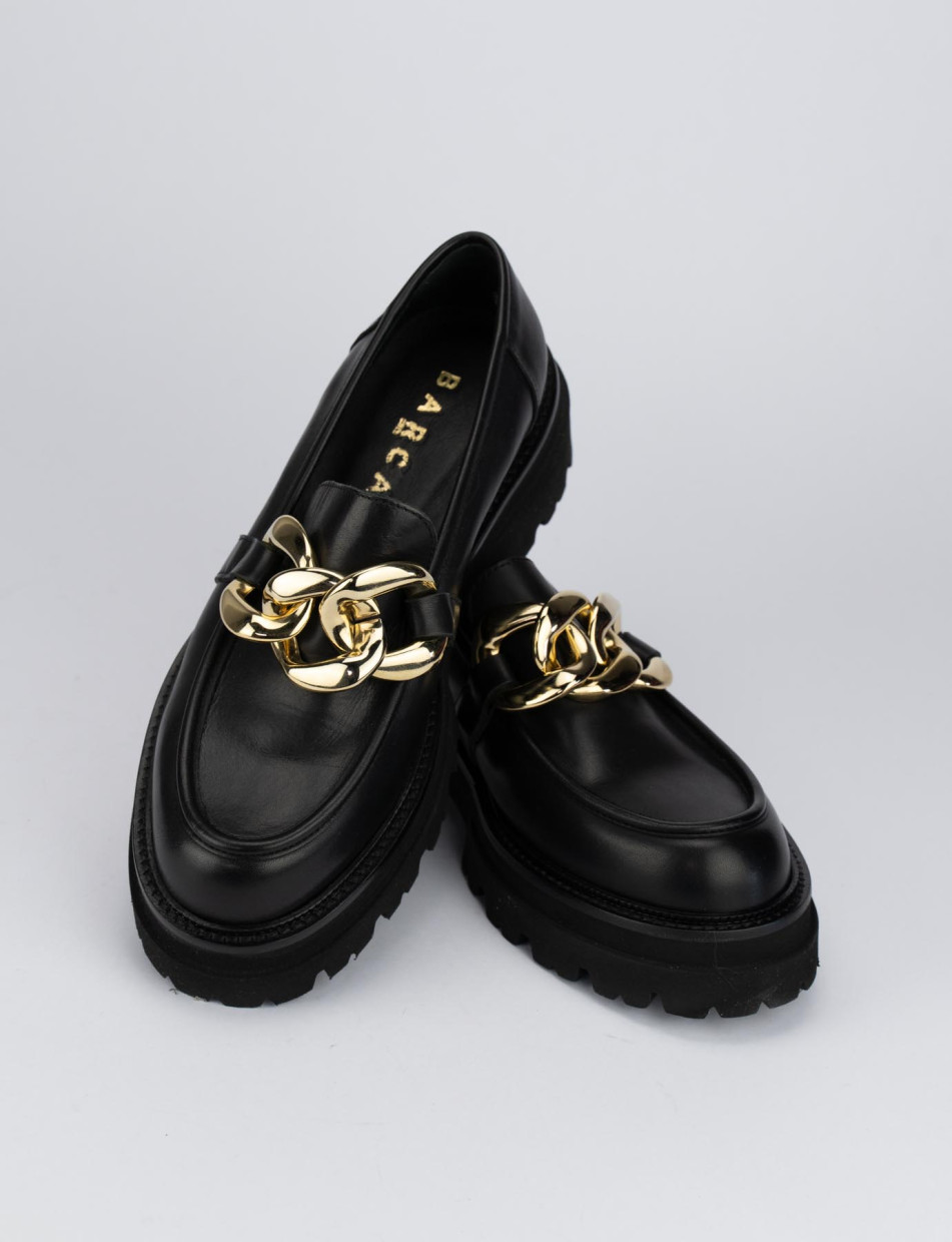 Loafers heel 1 cm black leather