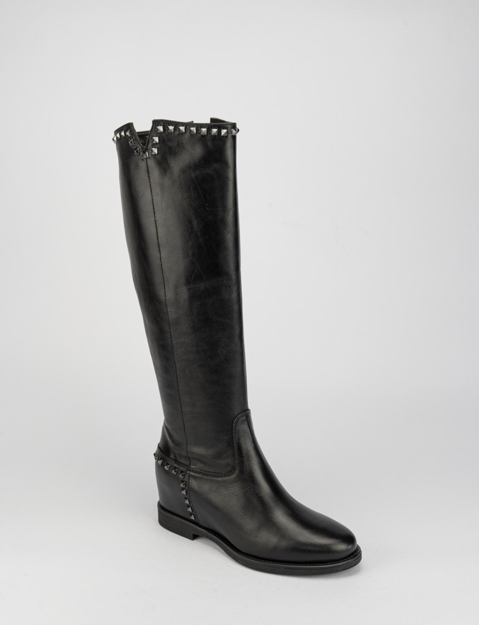 Stivale zeppa interna 3 cm nero