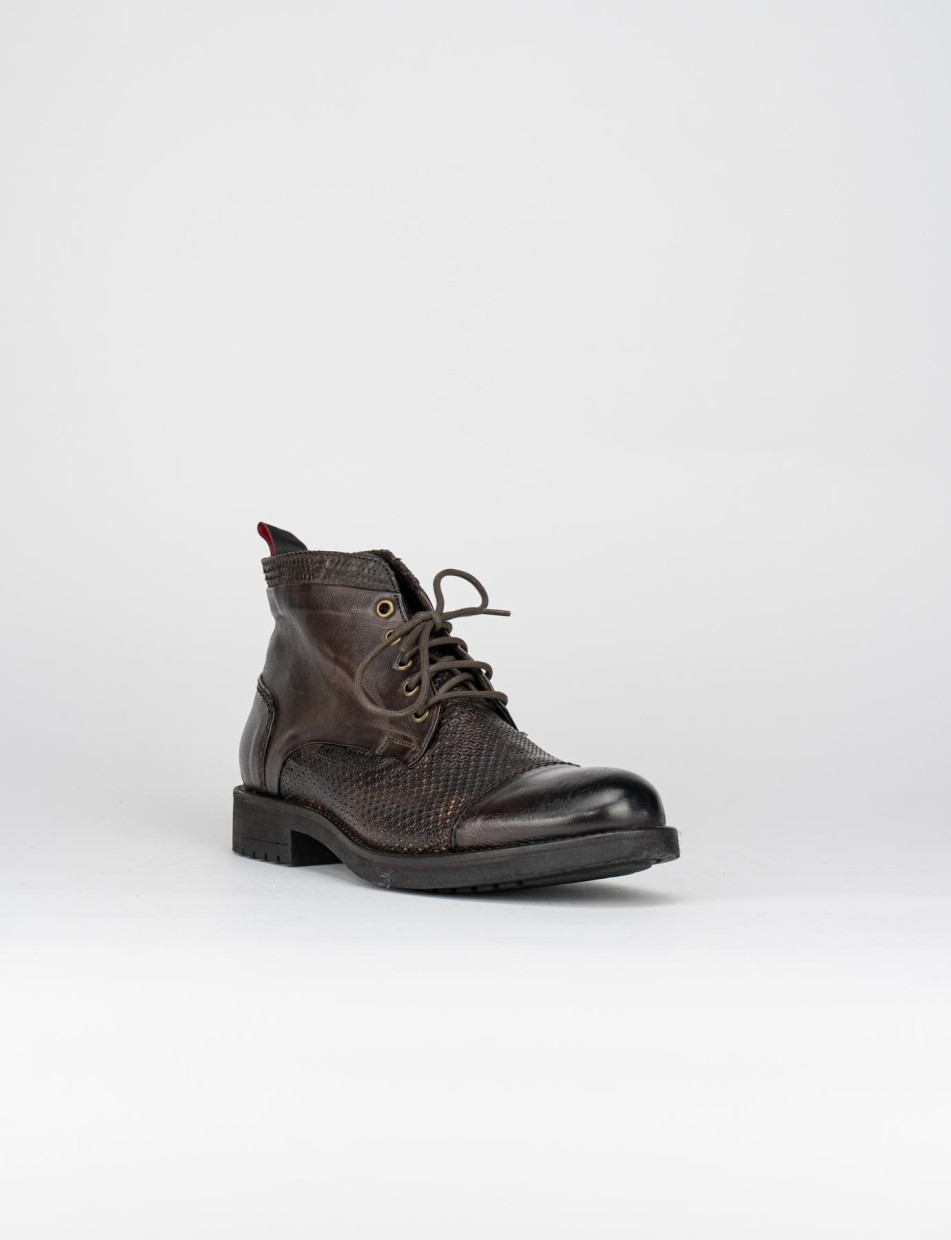 Combat boots heel 2 cm dark brown leather