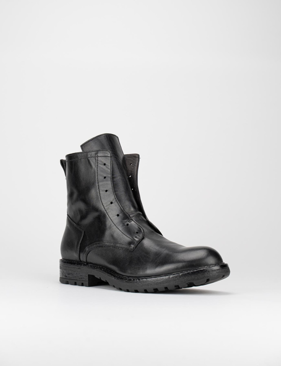 Combat boots heel 1 cm black leather