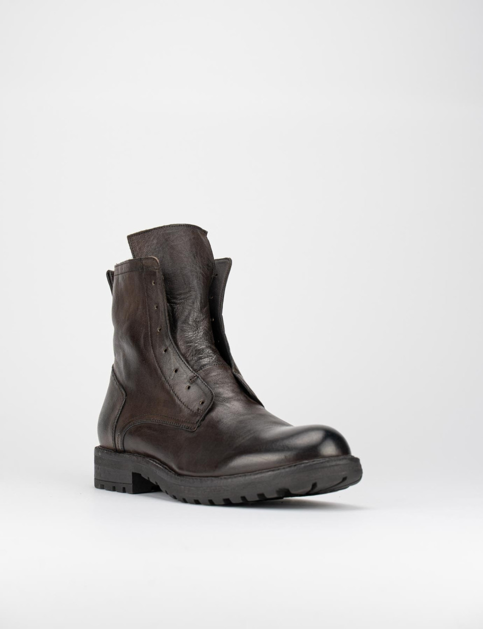 Combat boots heel 1 cm dark brown leather