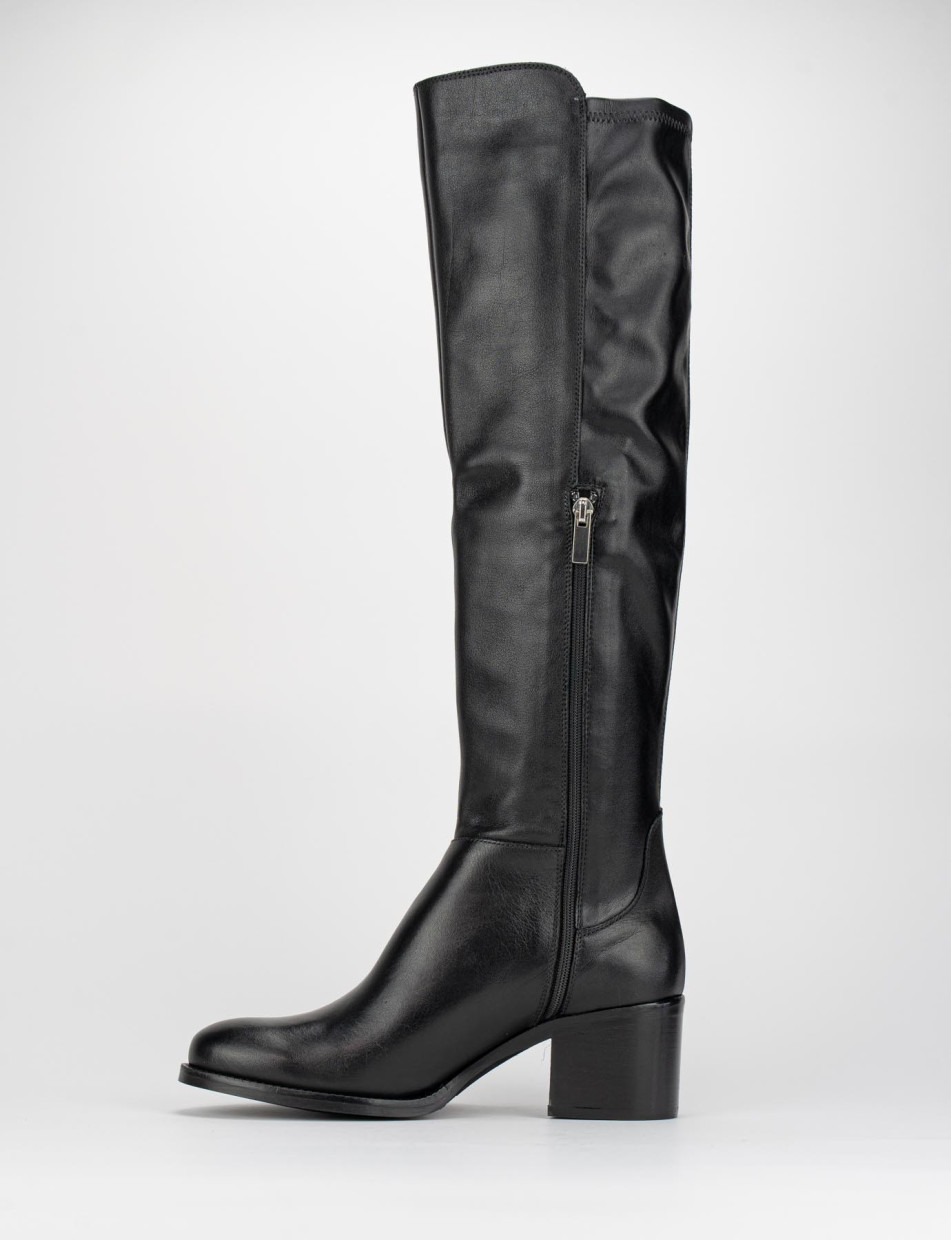 High heel boots woman heel 5 cm black leather | Barca Stores