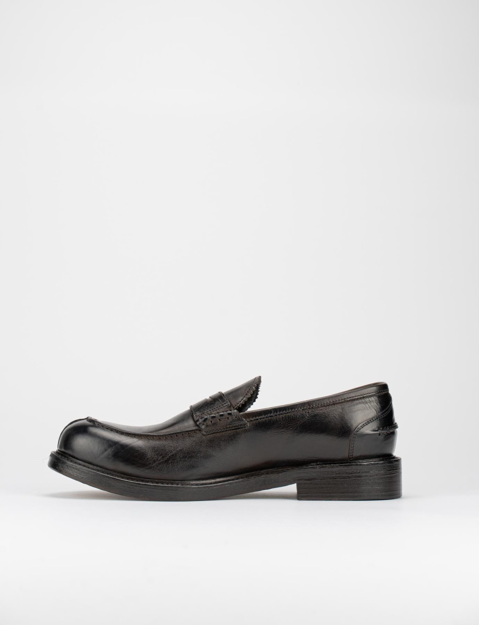 Loafers heel 1 cm dark brown leather