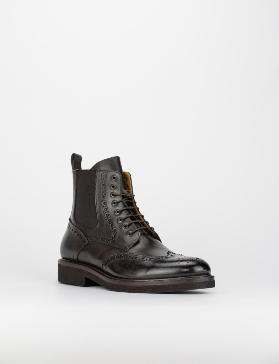 Combat boots dark brown leather