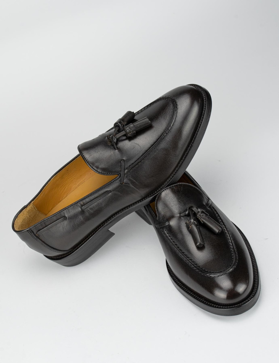 Loafers heel 1 cm dark brown leather