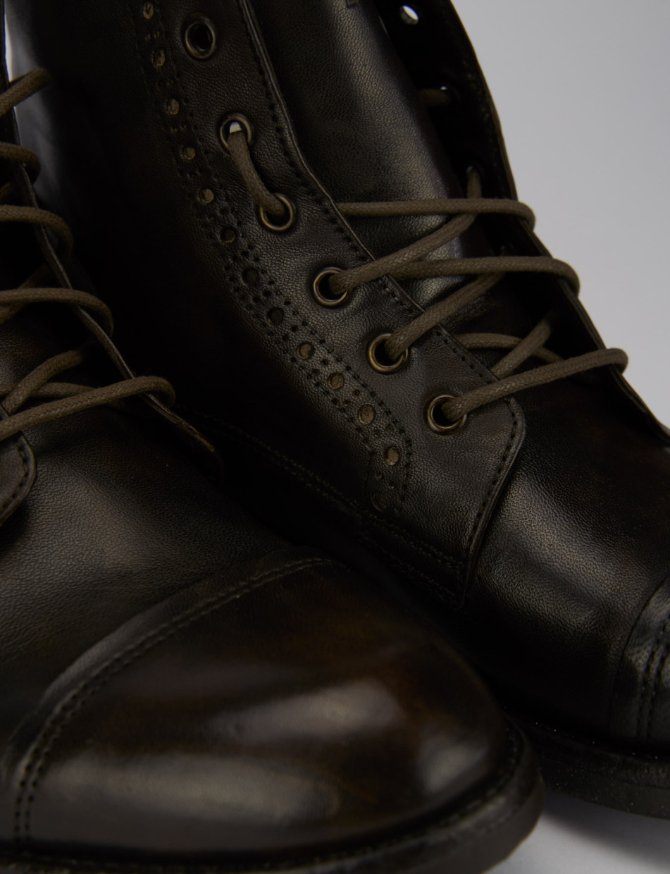 Combat boots dark brown leather