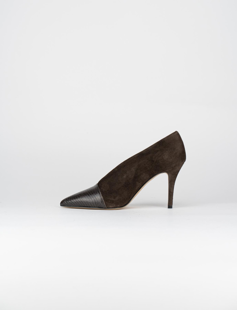 Pumps heel 9 cm dark brown chamois