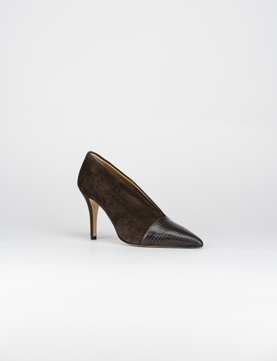 Pumps heel 9 cm dark brown chamois