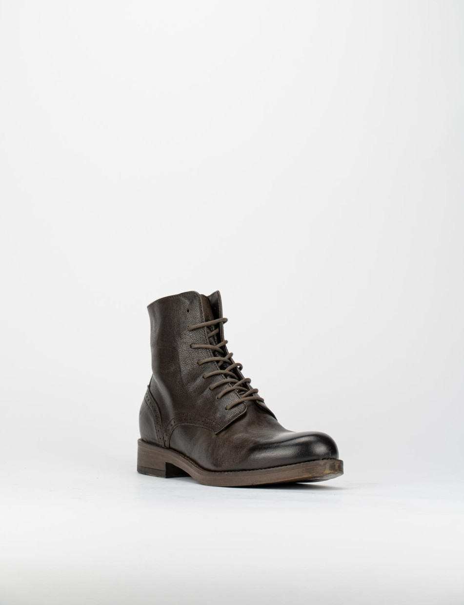 Combat boots heel 2 cm dark brown leather