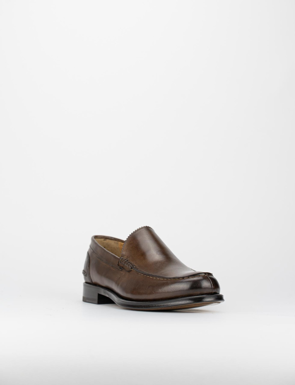 Loafers heel 1 cm dark brown leather