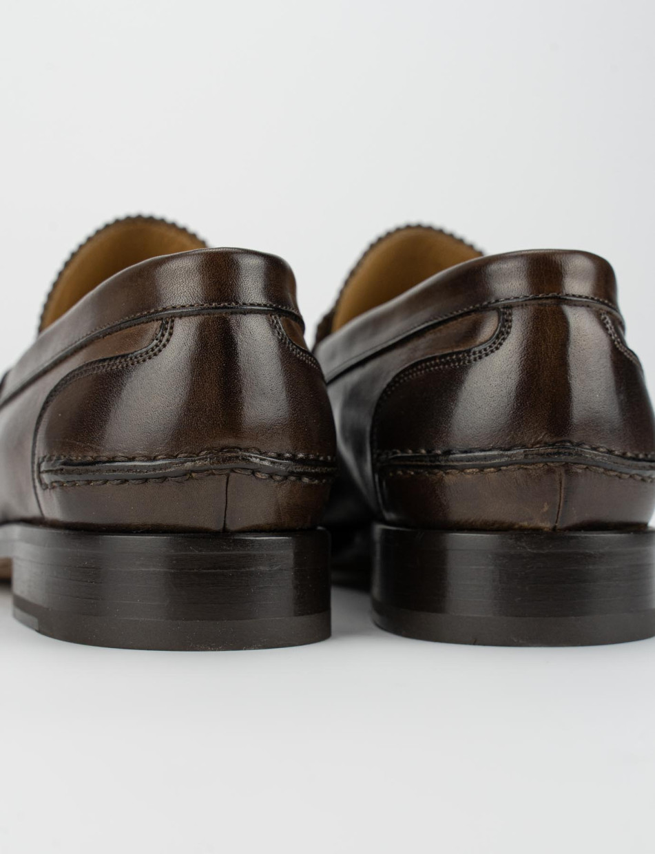 Loafers heel 1 cm dark brown leather