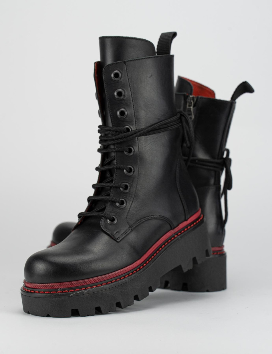 Combat boots heel 5 cm black leather