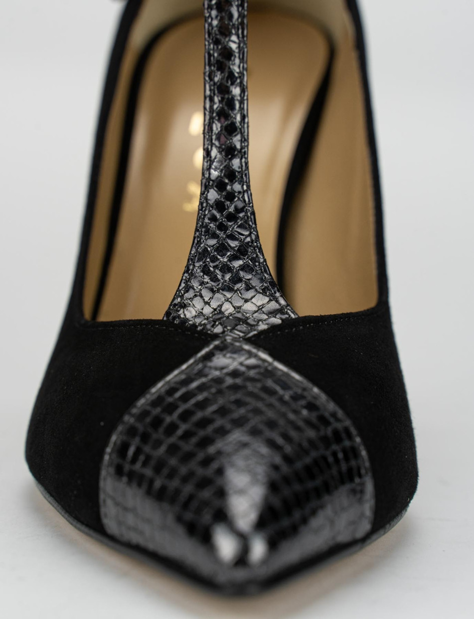 Pumps heel 10 cm black chamois