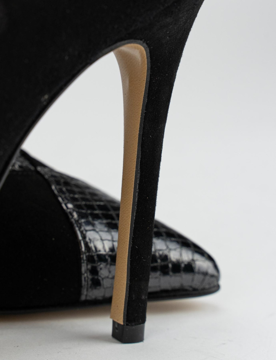 Pumps heel 10 cm black chamois