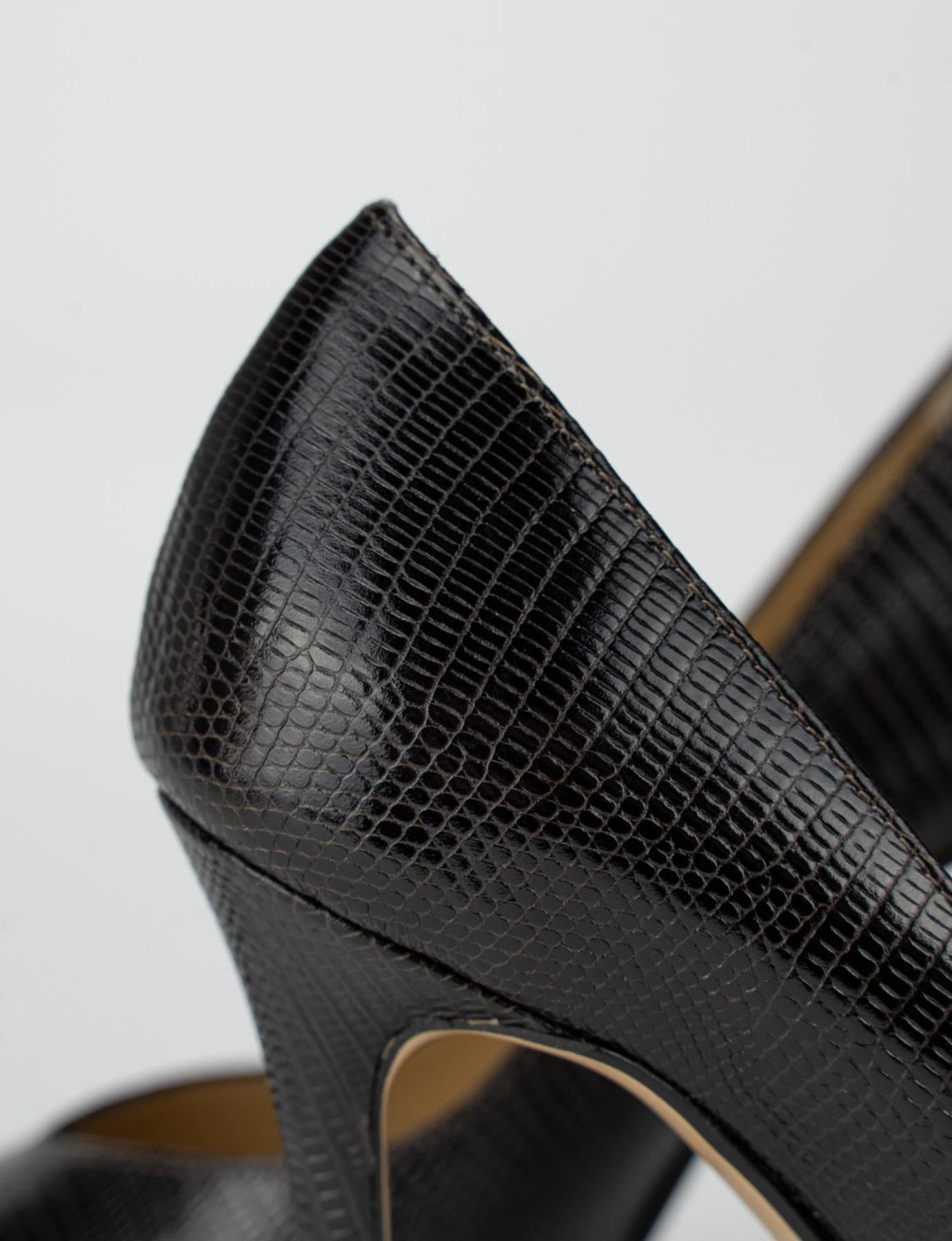 Pumps heel 10 cm dark brown python