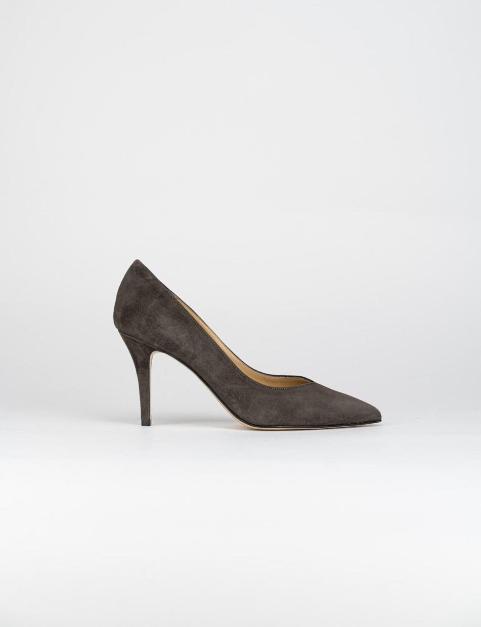 Pumps heel 9 cm dark brown chamois