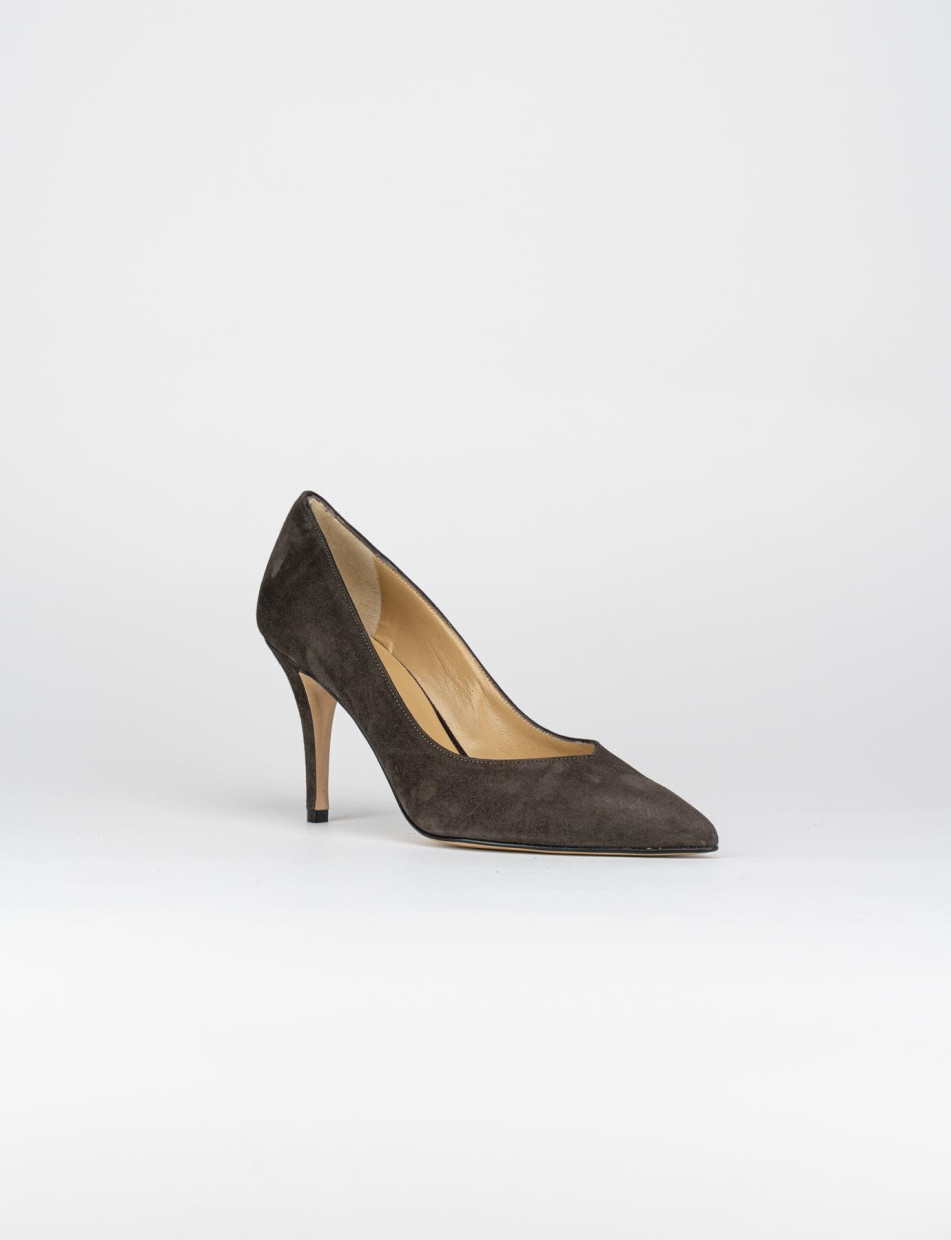 Pumps heel 9 cm dark brown chamois