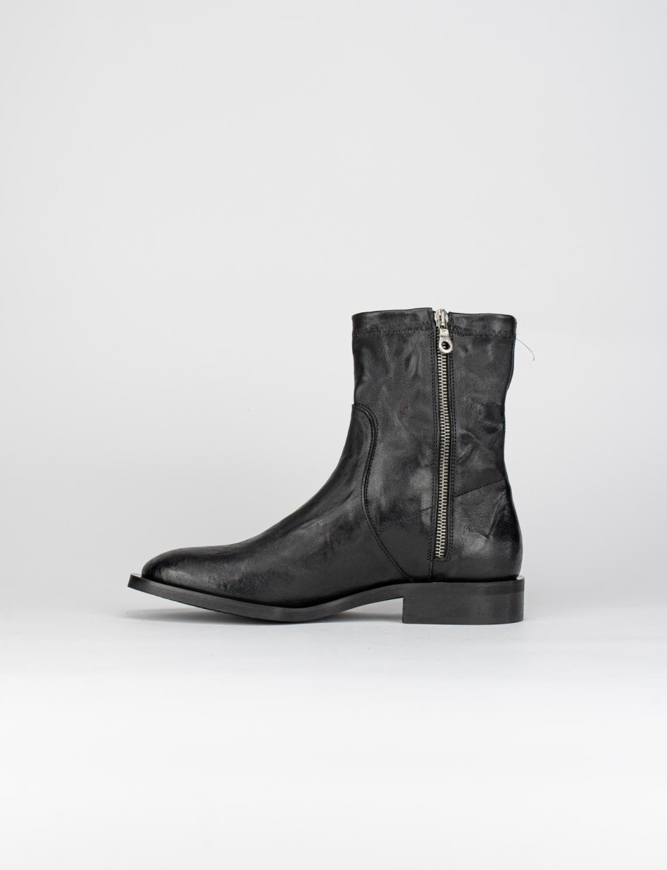 Low heel ankle boots heel 2 cm black leather