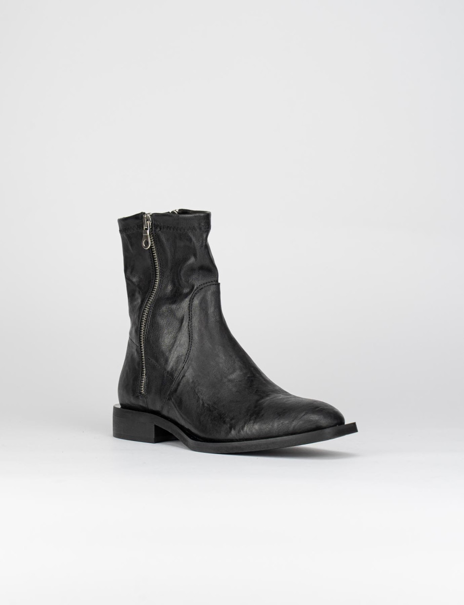 Low heel ankle boots heel 2 cm black leather