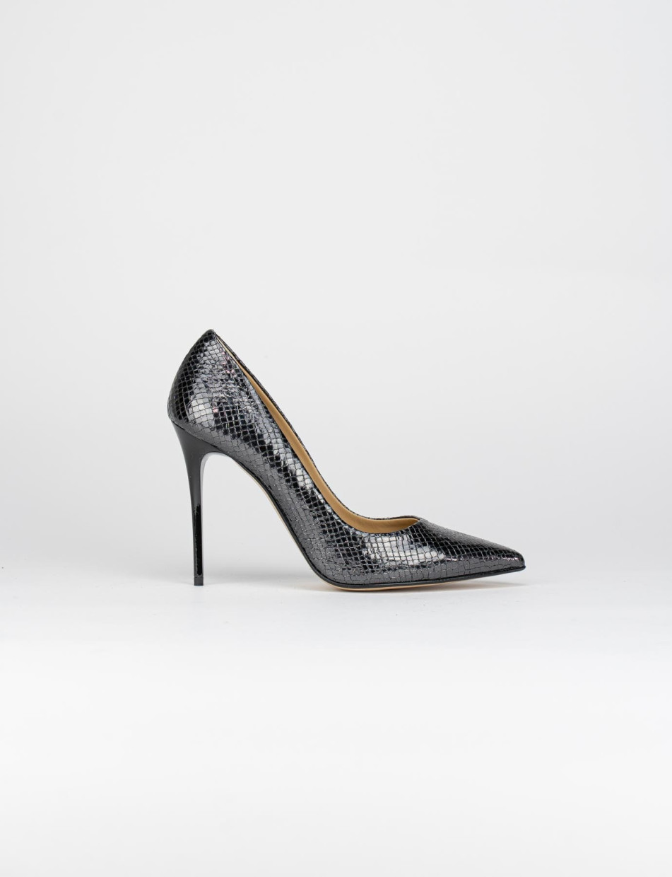 Pumps heel 10 cm black python