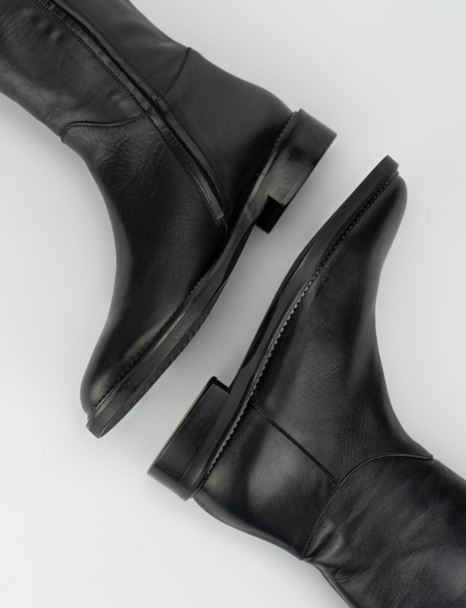 Low heel boots heel 3 cm black leather