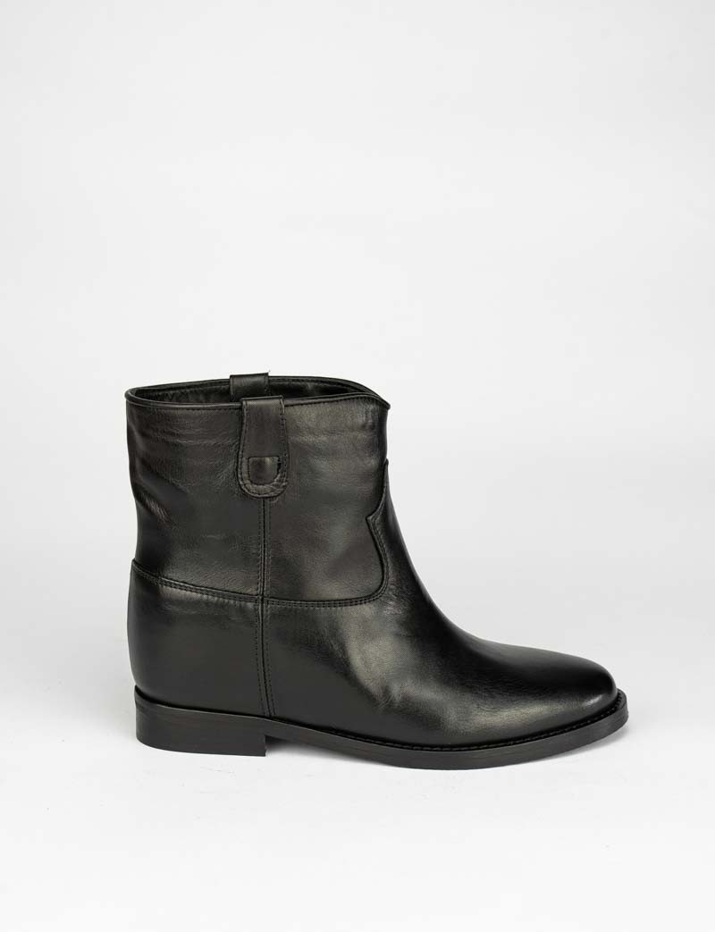 Low heel ankle boots heel 2 cm black leather