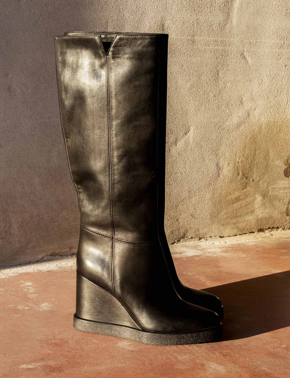 High heel boots woman heel 10 cm black leather Barca Stores