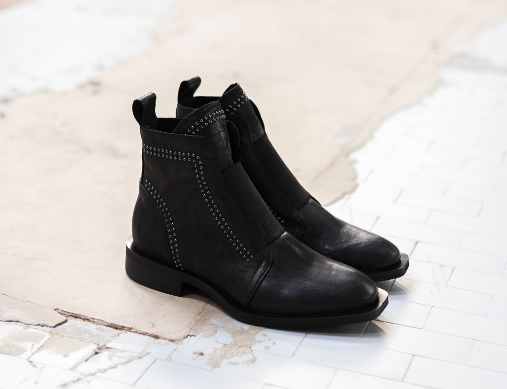 Low heel ankle boots heel 2 cm black leather