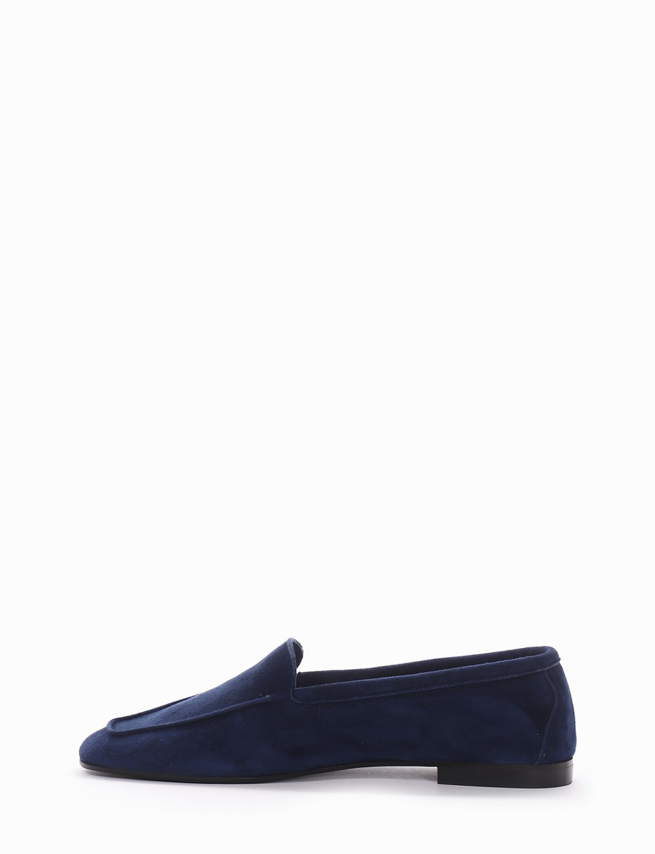 Loafers heel 1 cm blu chamois
