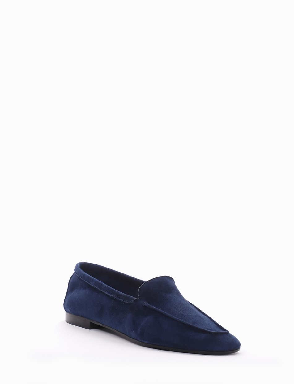 Loafers heel 1 cm blu chamois