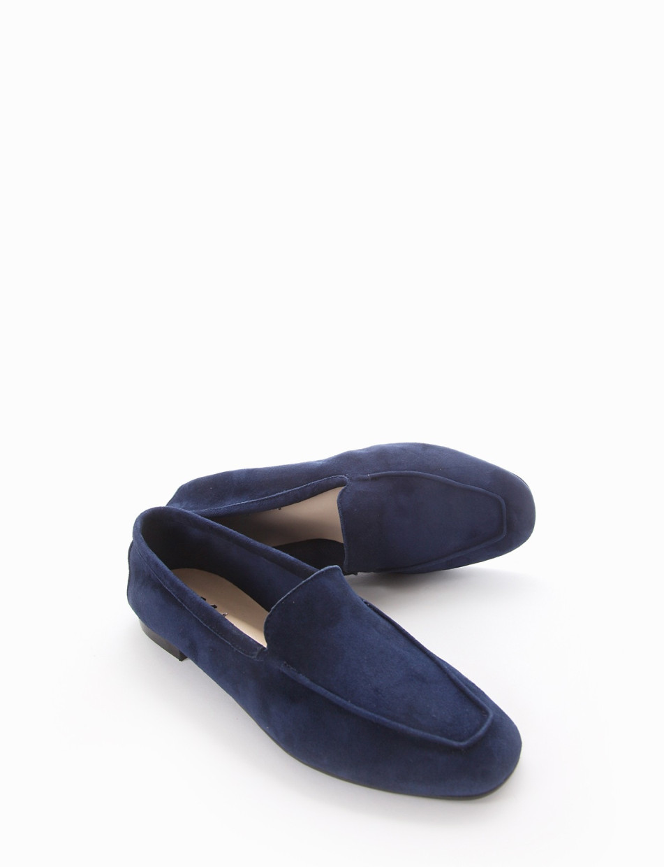 Loafers heel 1 cm blu chamois