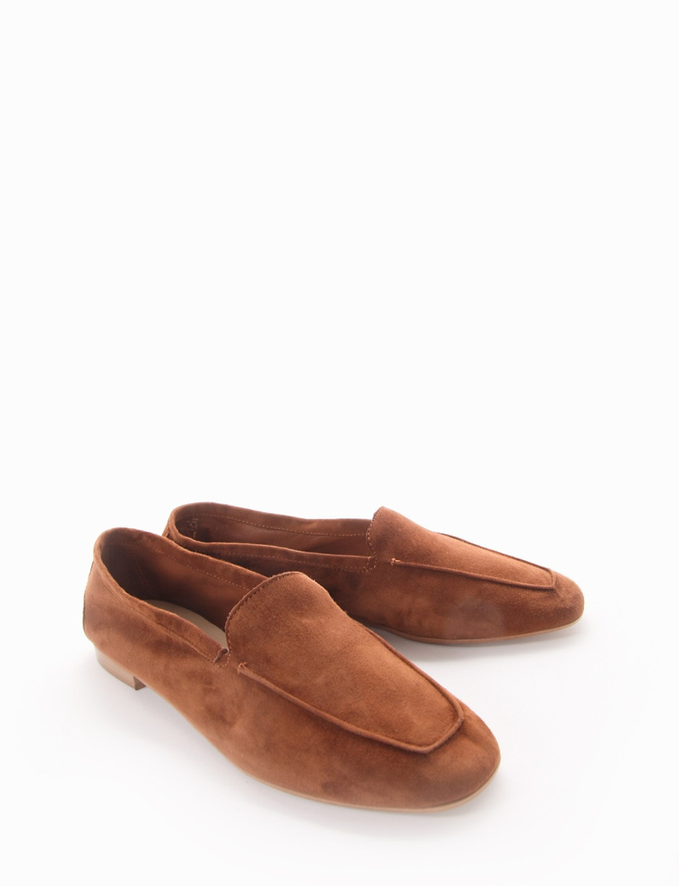 Loafers heel 1 cm brown chamois