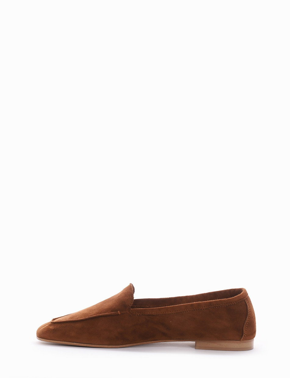 Loafers heel 1 cm brown chamois