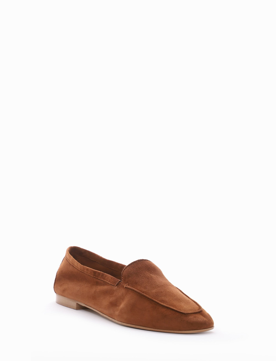 Loafers heel 1 cm brown chamois