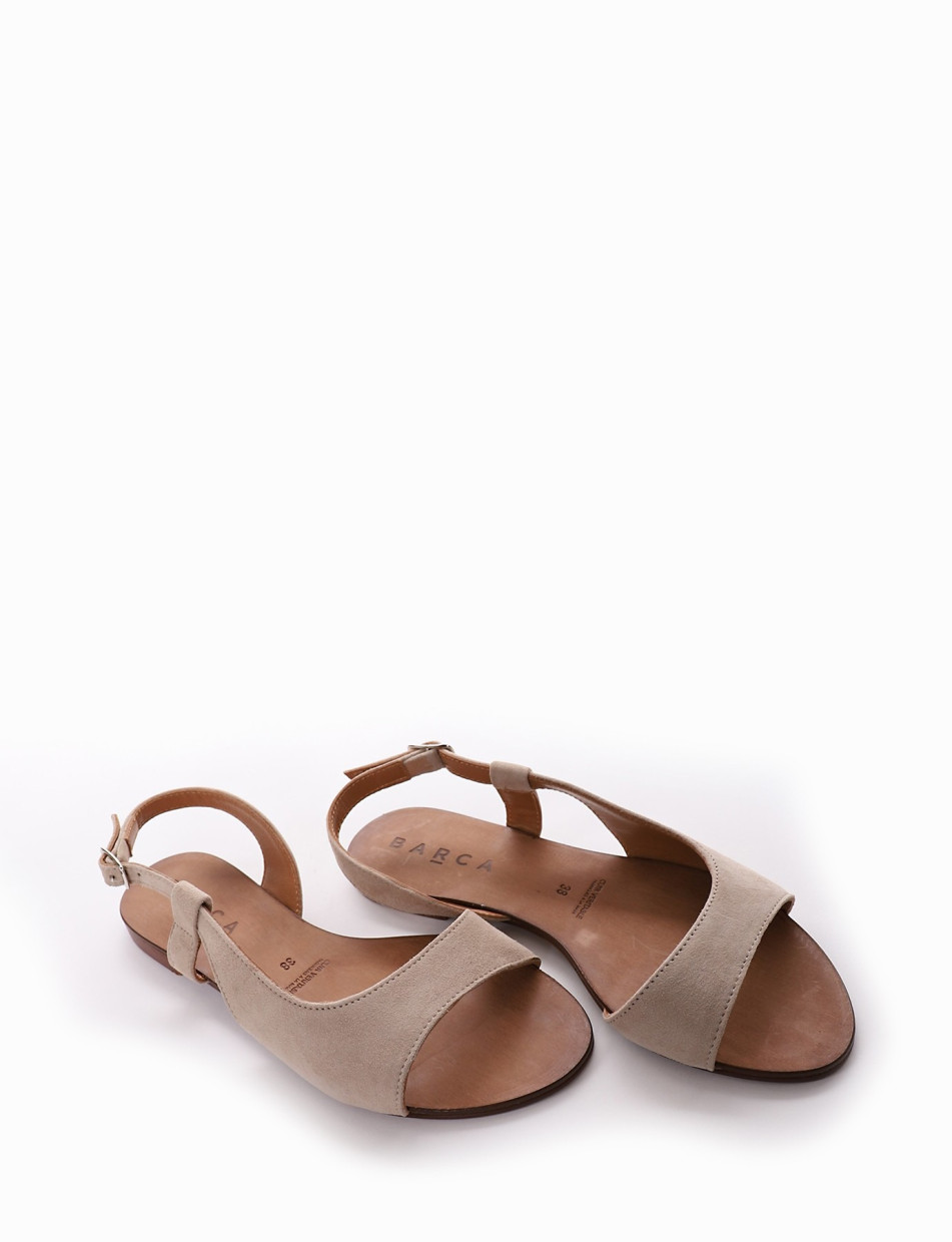 Low heel sandals heel 1 cm beige chamois