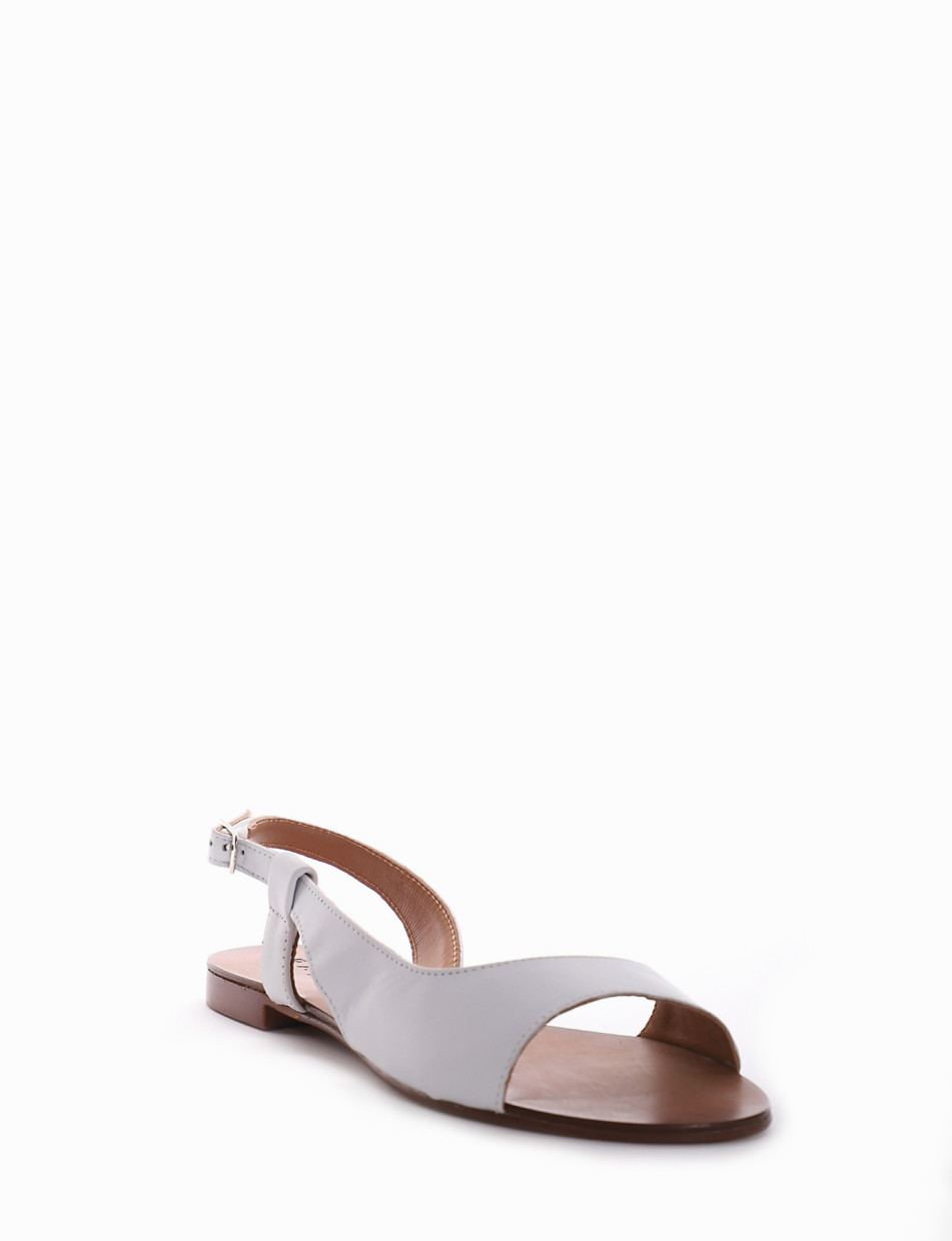 Low heel sandals heel 1 cm white leather