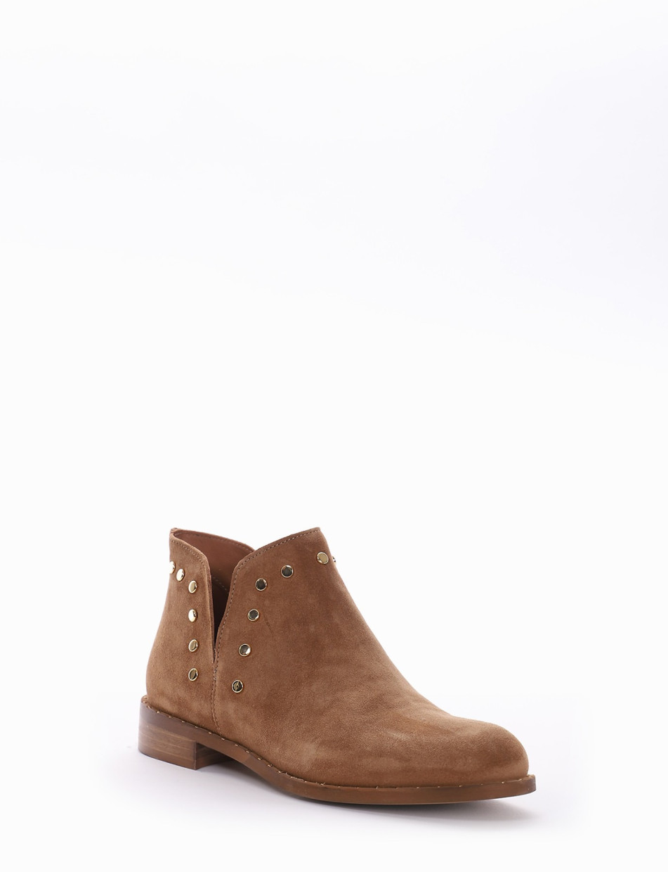 Low heel ankle boots heel 2 cm brown chamois