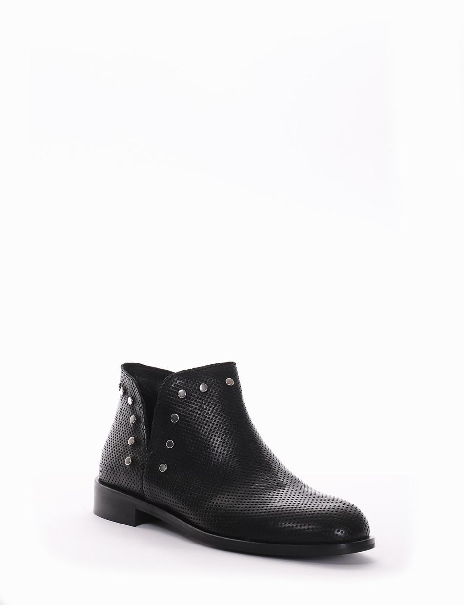 Low heel ankle boots heel 2 cm black leather