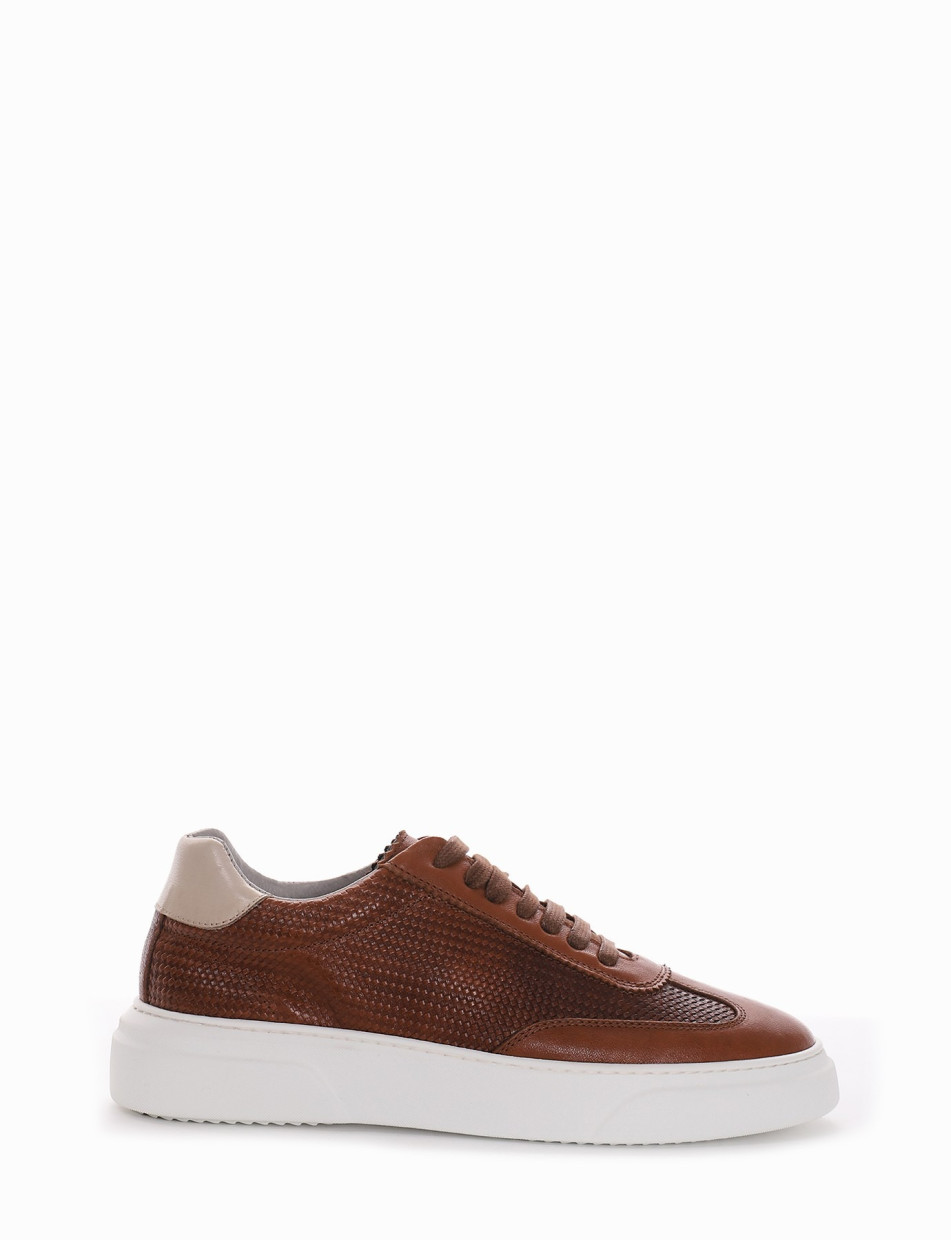 Sneakers heel 3 cm brown leather