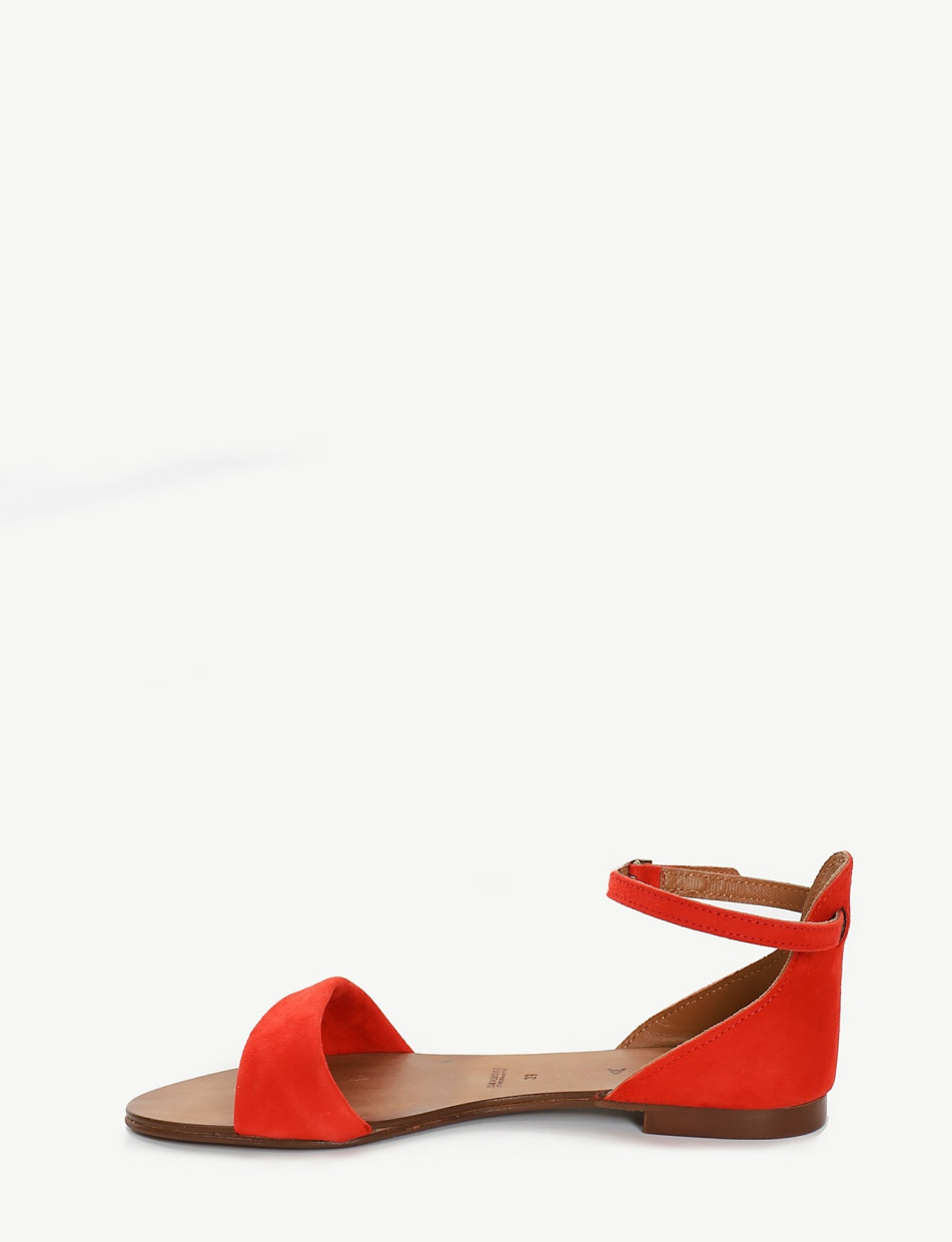 Low heel sandals heel 1 cm red chamois